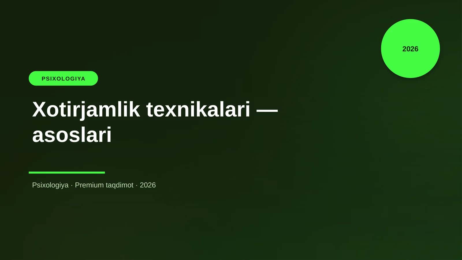 Xotirjamlik texnikalari — asoslari 1
