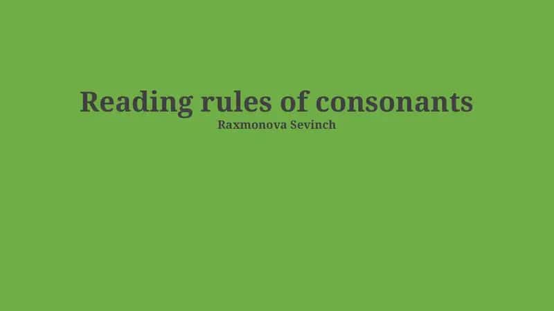 Reading rules of consonants 1