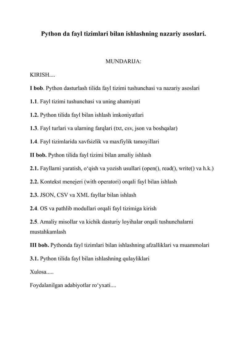 Python da fayl tizimlari bilan ishlashning nazariy asoslari 1
