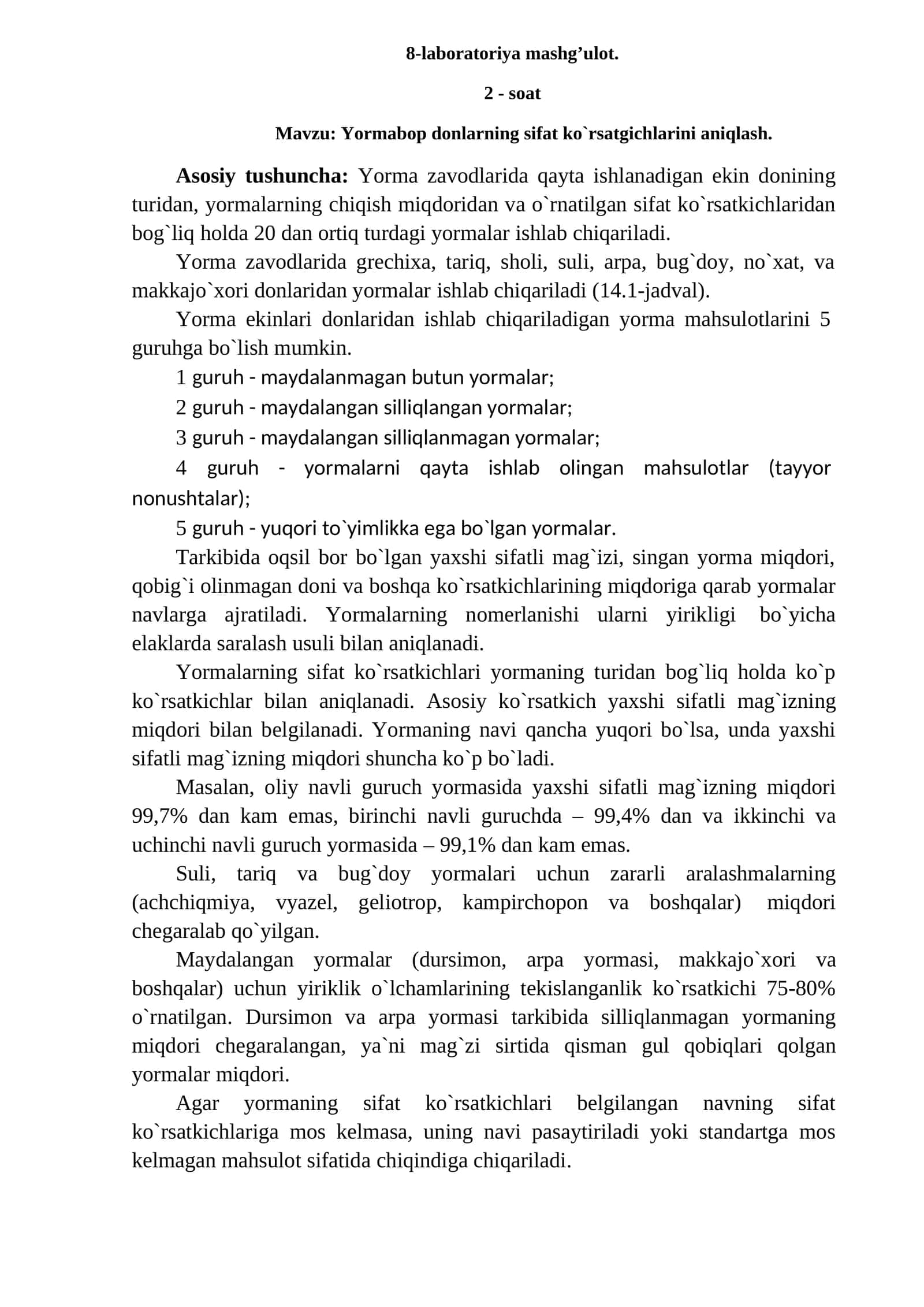 Yorma mahsulotlari 1