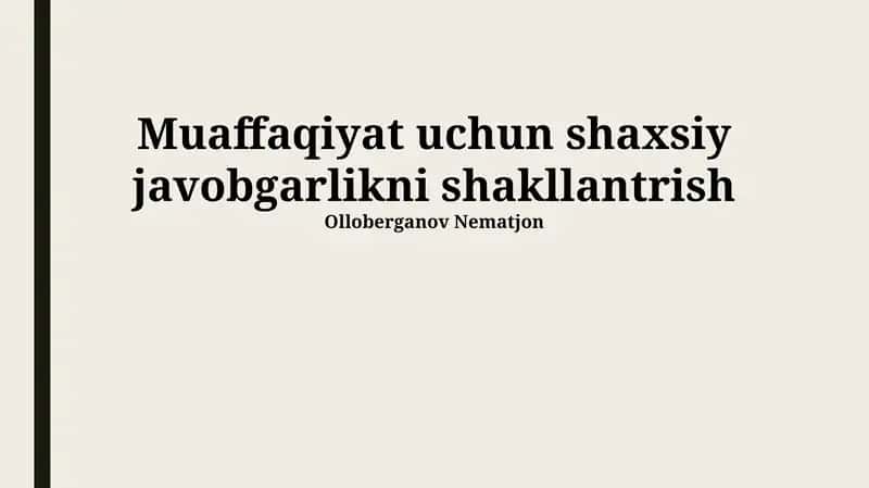 Shaxsiy javobgarlikni shakllantrish 1