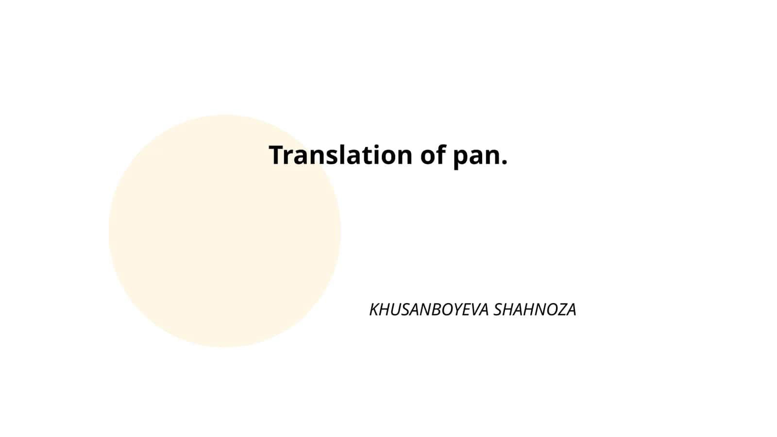 Plan: 1. Translation Techniques for Pan 1