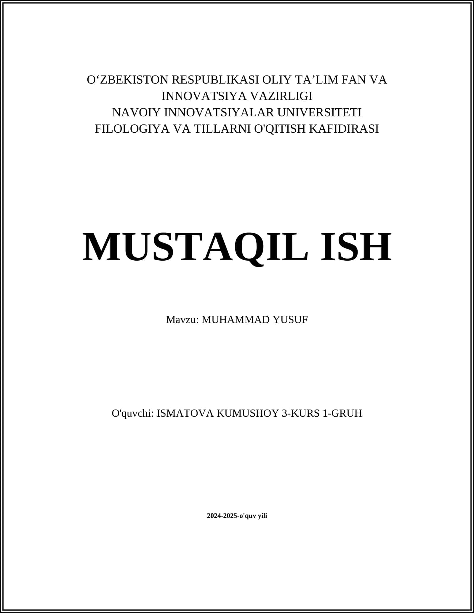 MUHAMMAD YUSUF 1