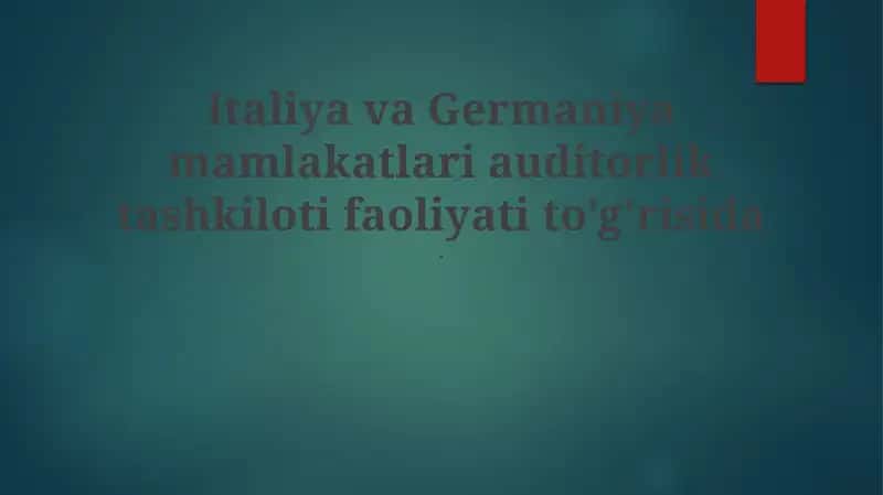 Nemis auditining so'nggi yangiliklari 1