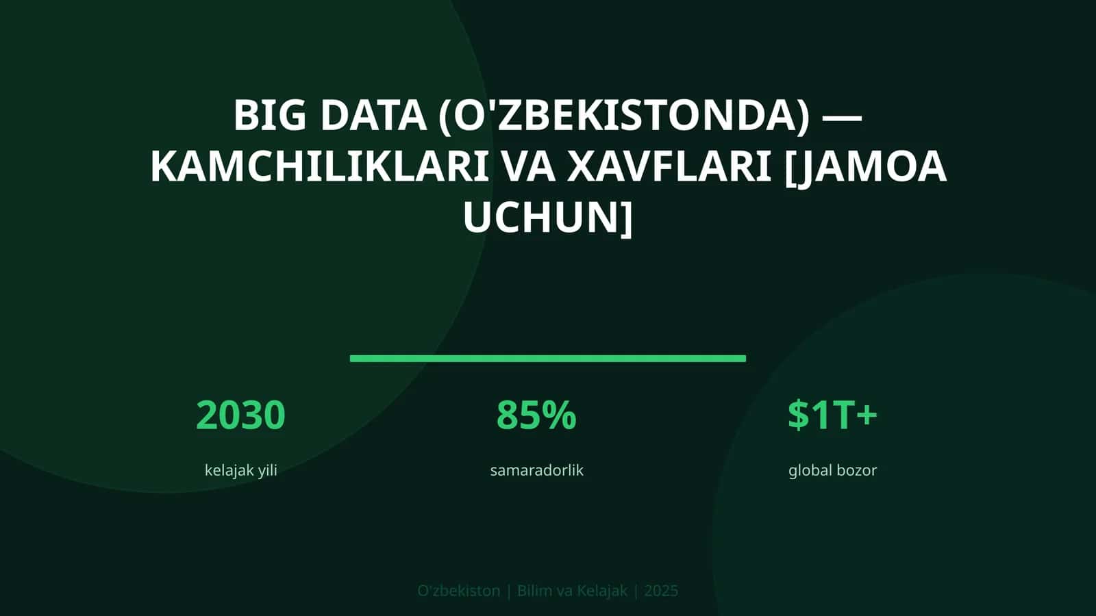 BIG DATA (O'ZBEKISTONDA) — KAMCHILIKLARI VA XAVFLARI [JAMOA UCHUN] 1