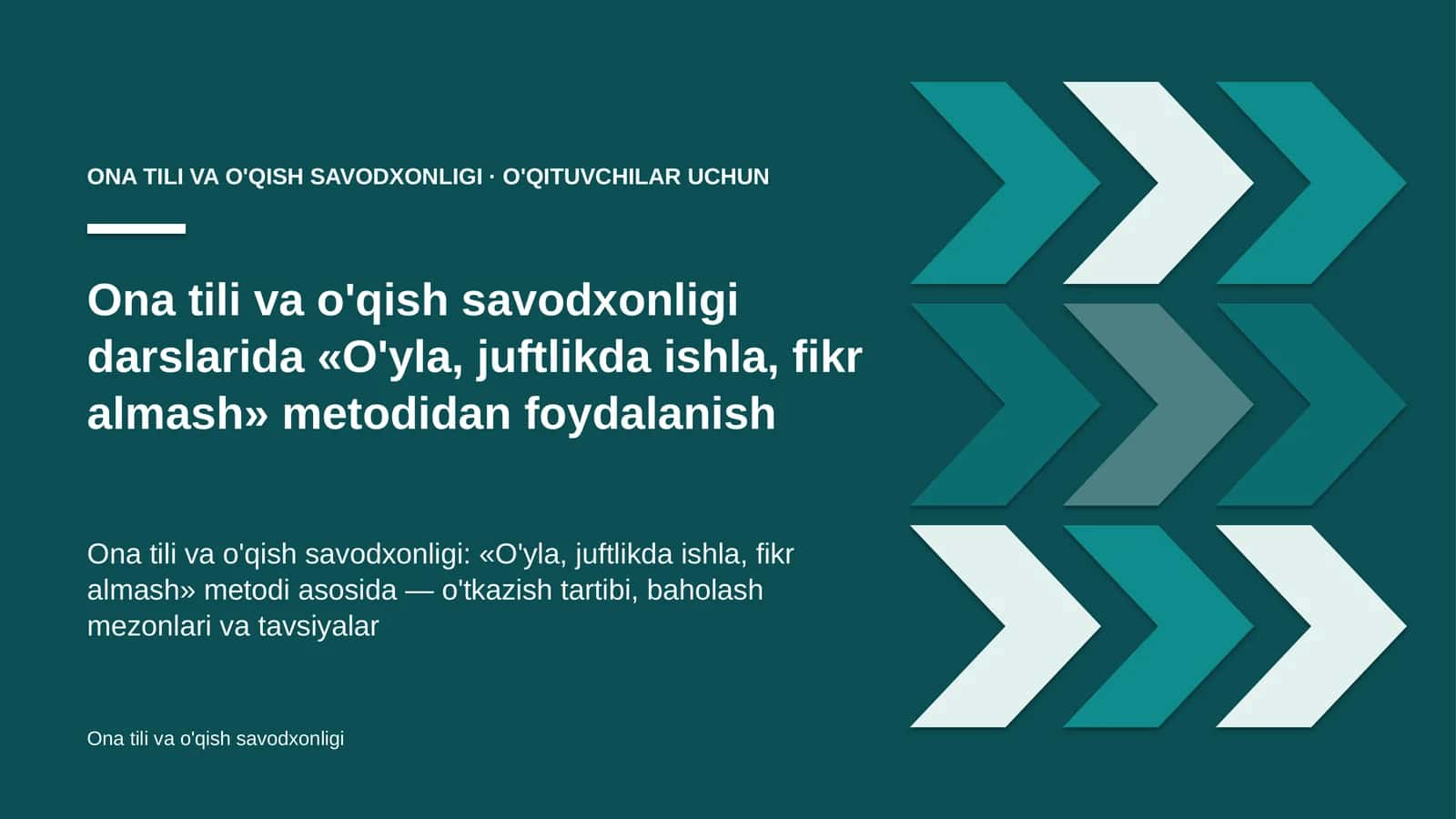 ona tili va o'qish savodxonligi darslarida o'yla juftlikda ishla fikr almash metodidan foydalanish 8616 1