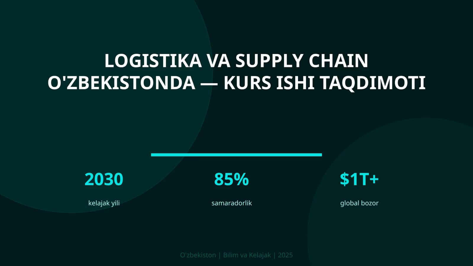 LOGISTIKA VA SUPPLY CHAIN O'ZBEKISTONDA - KURS ISHI TAQDIMOTI 1
