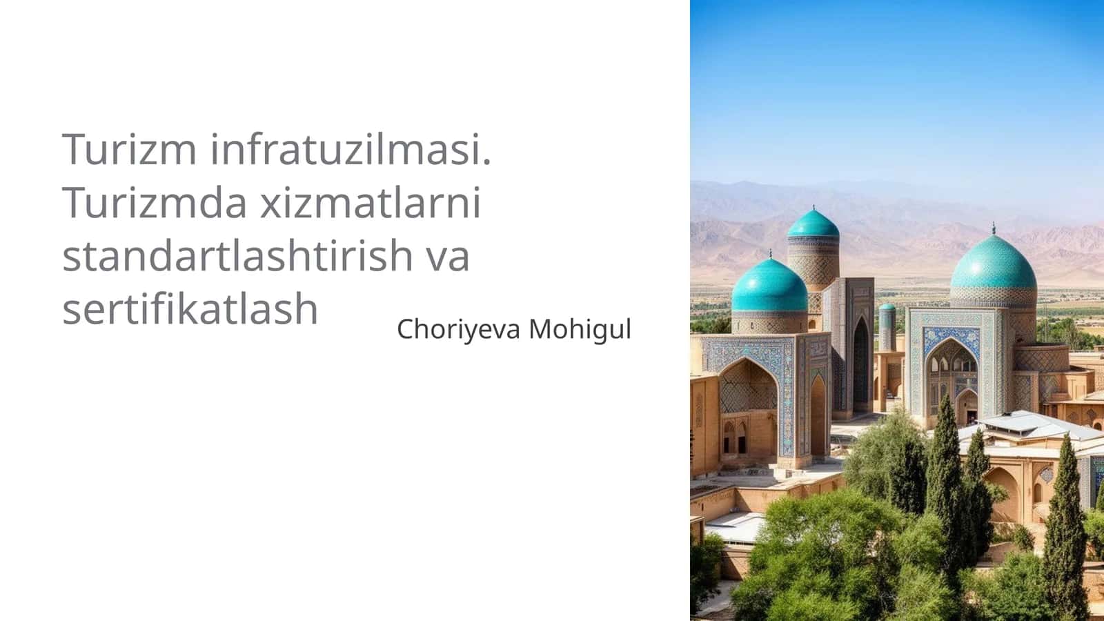 Turizm infratuzilmasi. Turizmda xizmatlarni standartlashtirish va sertifikatlash 1
