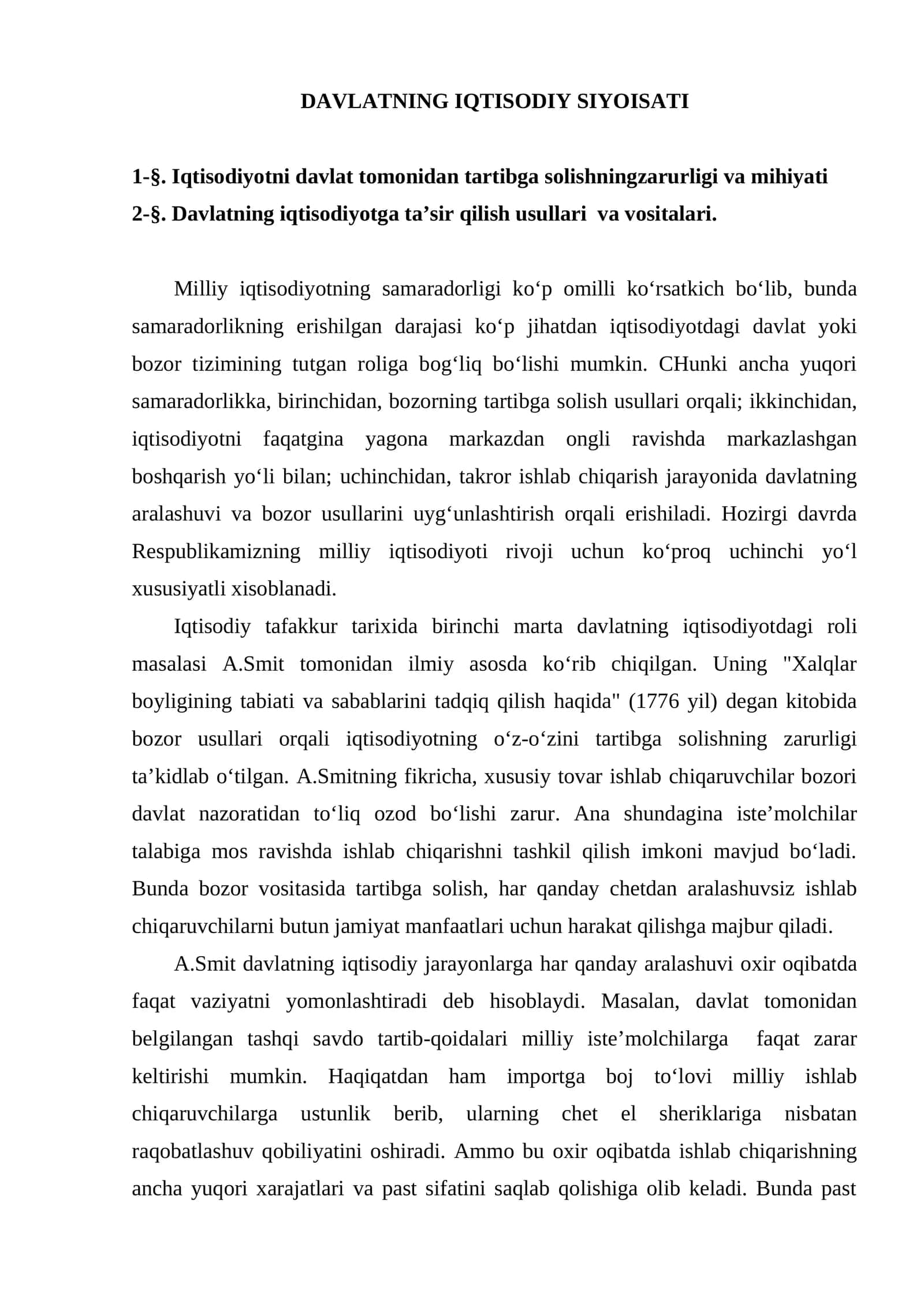 DAVLATNING IqTISODIY SIYOSATI 1