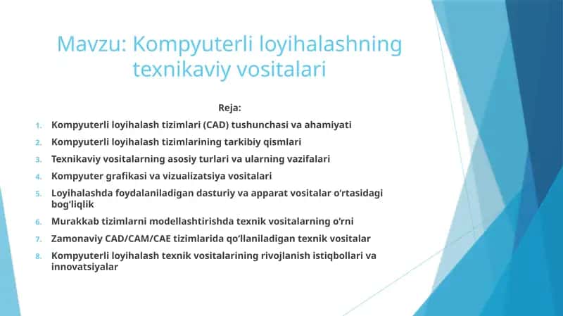 Kompyuterli loyihalashning texnikaviy vositalari 1