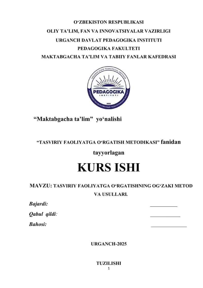 TASVIRIY FAOLIYATGA O‘RGATISHNING OG‘ZAKI METOD VA USULLARI 1