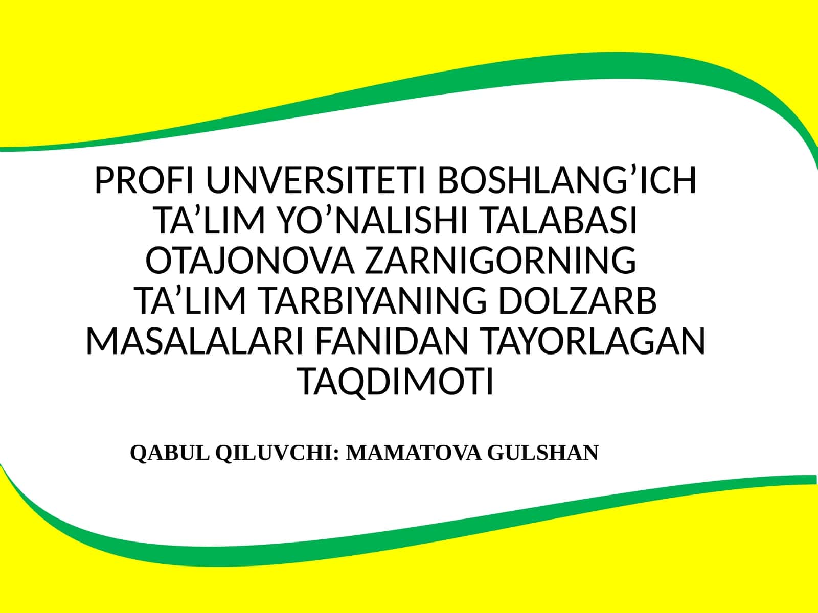 Kreativ ta’limdan boshlang‘ich ta’lim tizimida foydalanish. 1