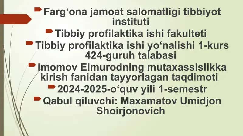 Taqdimotlar/Tibbiyot 1