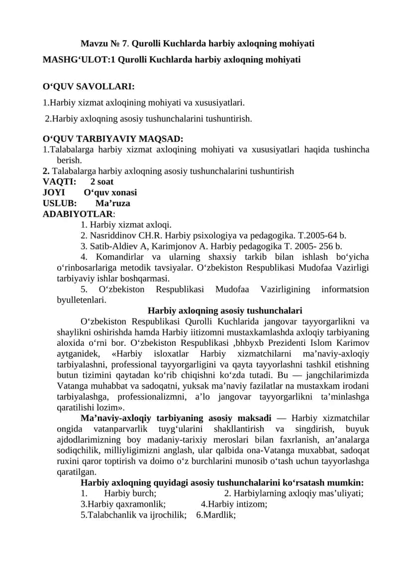 Qurolli Kuchlarda harbiy axloqning mohiyati 1
