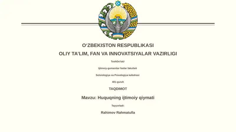 Huquqning Ijtimoiy Qiymati 1