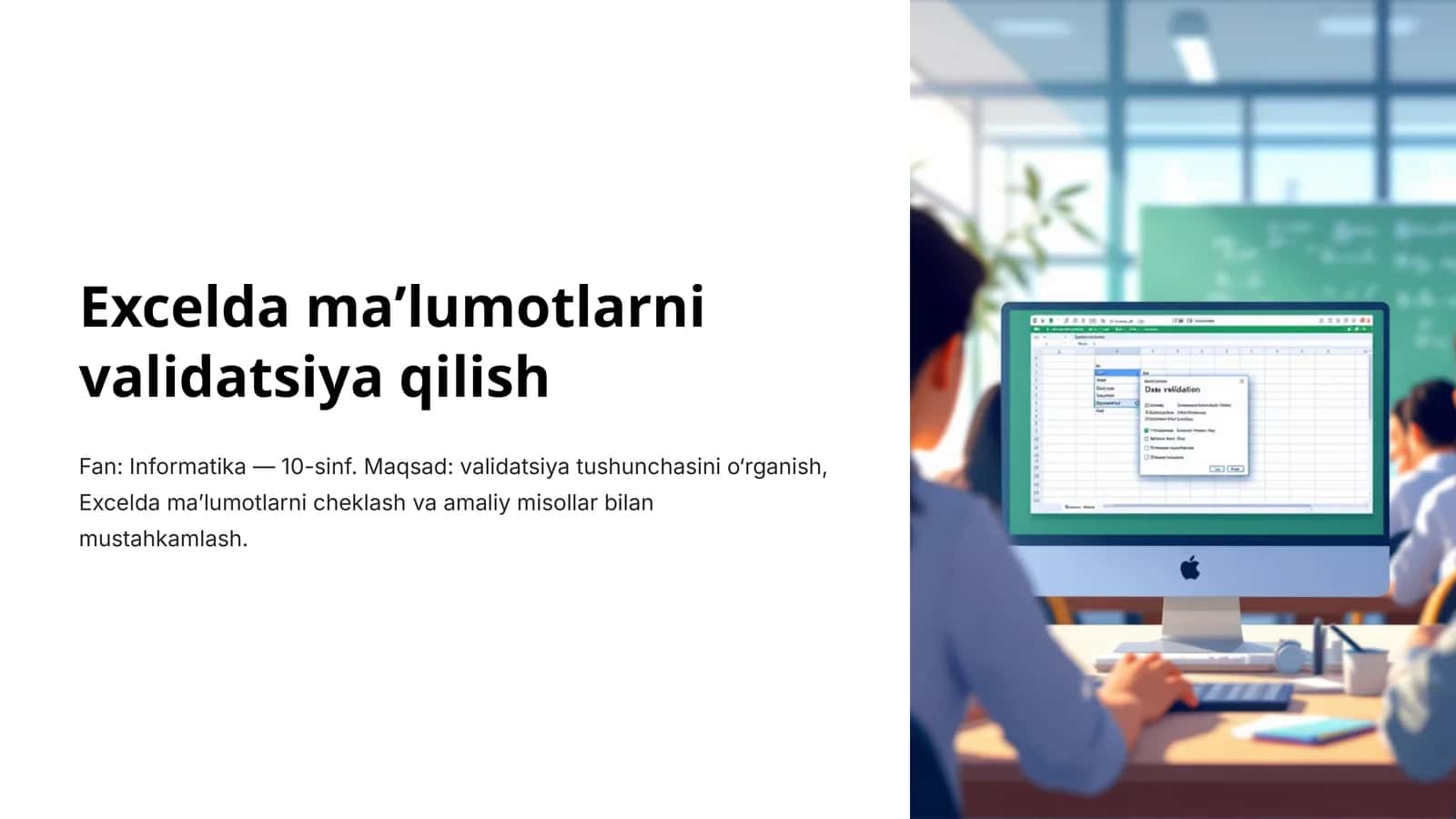 Excelda maʼlumotlarni validatsiya qilish 1