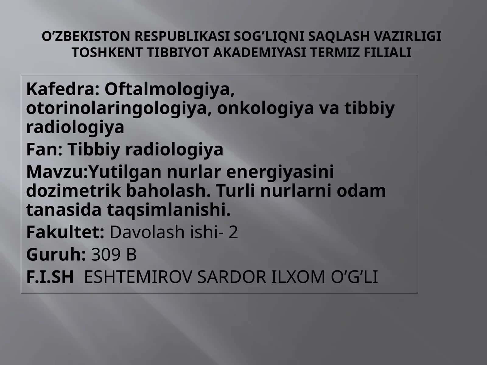 Yutilgannurlarenergiyasinidozimetrikbaholash 1