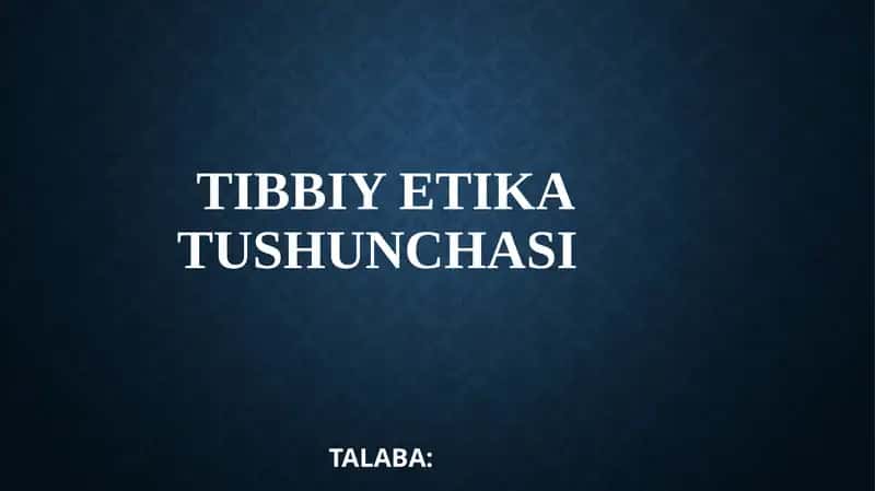 Tibbiyetika 1