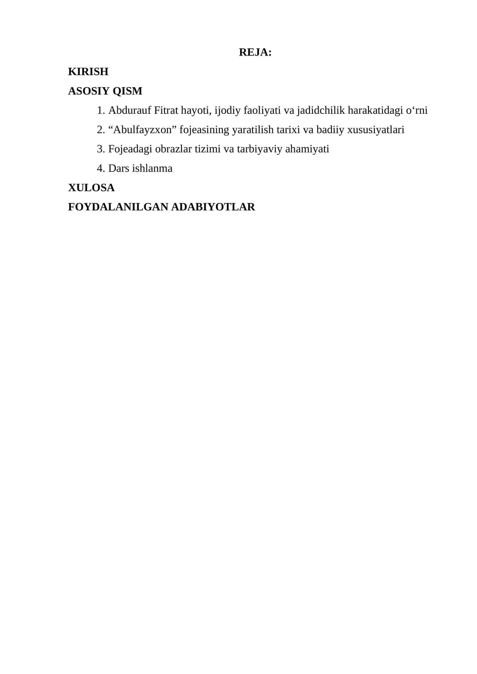 Abdurauf Fitrat “Abulfayzxon” fojiasi. Loyiha 1