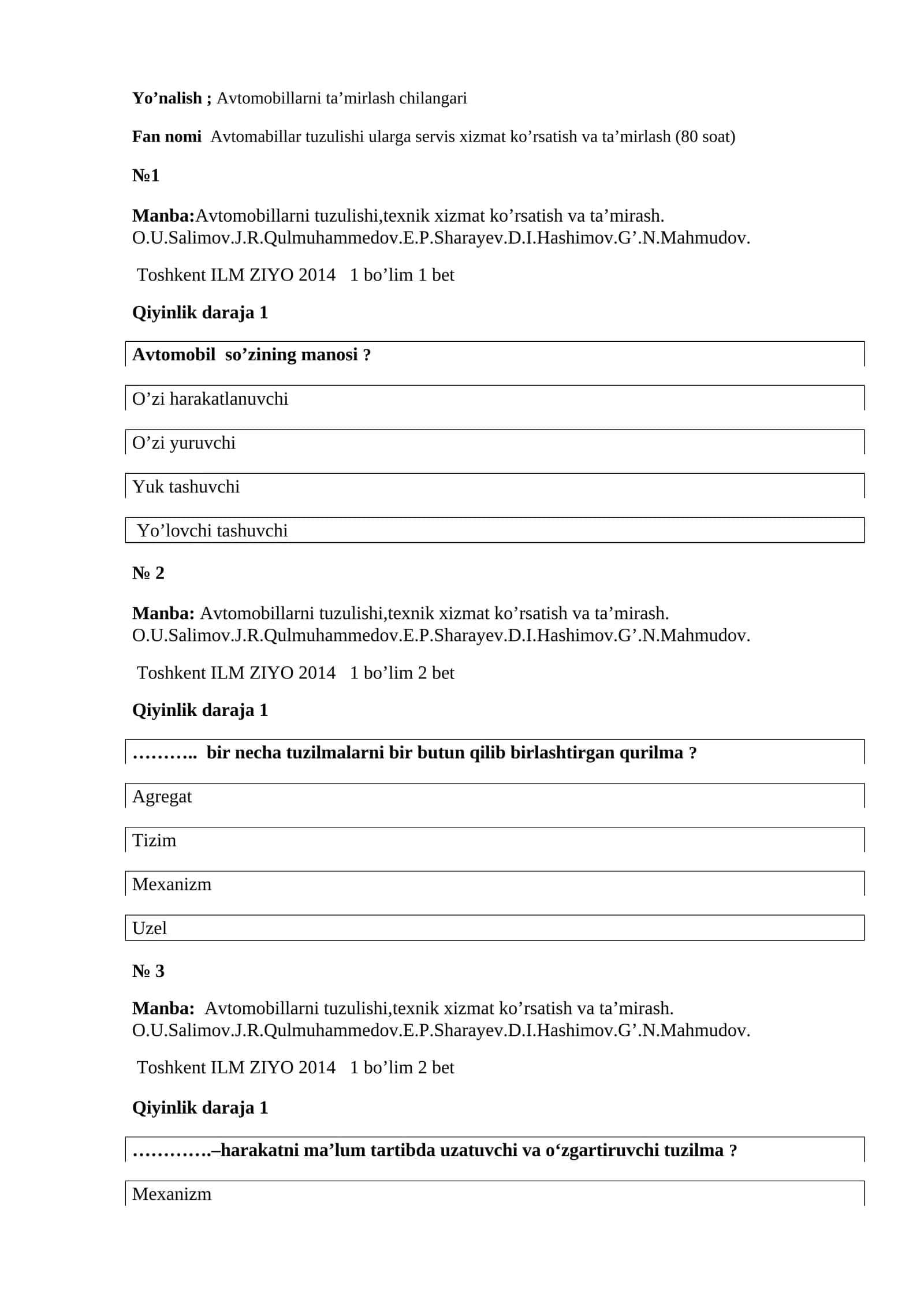 Avtomobillarni ta’mirlash chilangari 1