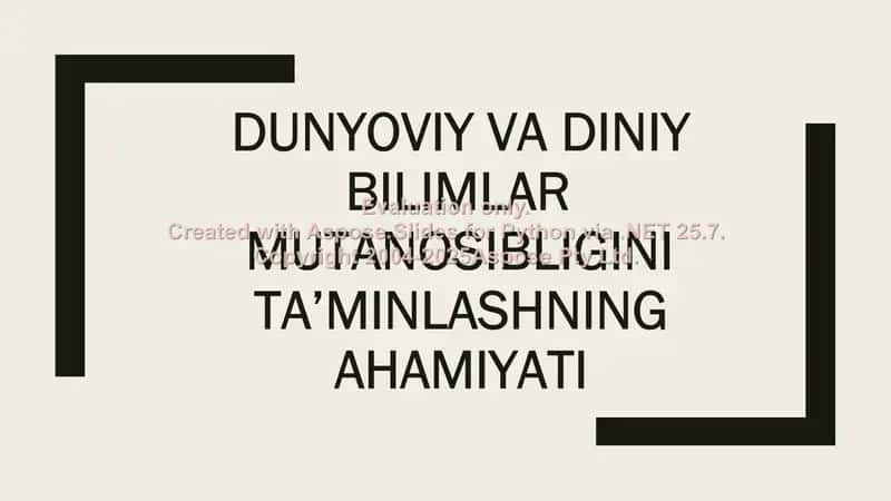 Dunyoviy va diniy bilimlar mutanosibligini ta’minlashning ahamiyati 1