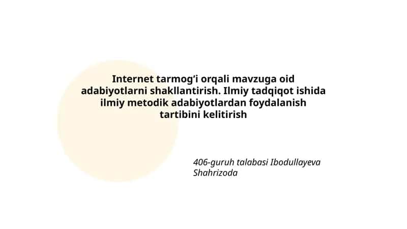 Internet tarmogʻi orqali mavzuga oid adabiyotlarni shakllantirish 1