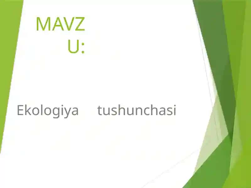 Ekologiya tushunchasi. 1