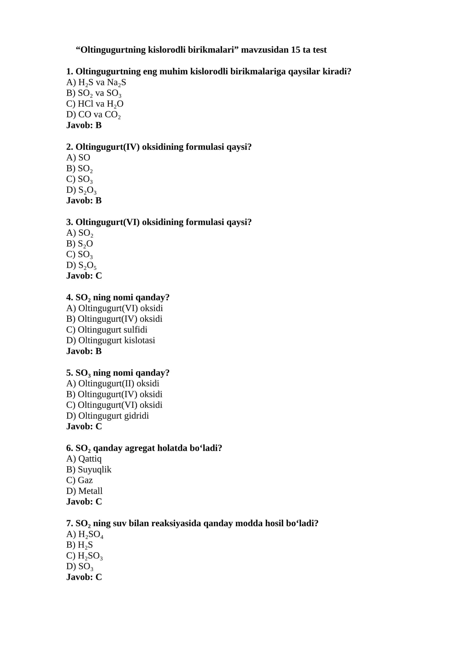 Oltingugurtning kislorodli birikmalari 1
