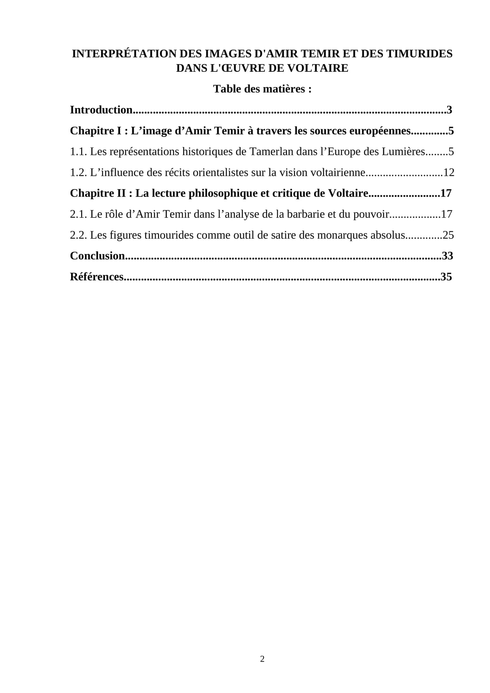 INTERPRÉTATION DES IMAGES D'AMIR TEMIR ET DES TIMURIDES DANS L'ŒUVRE DE VOLTAIRE 1