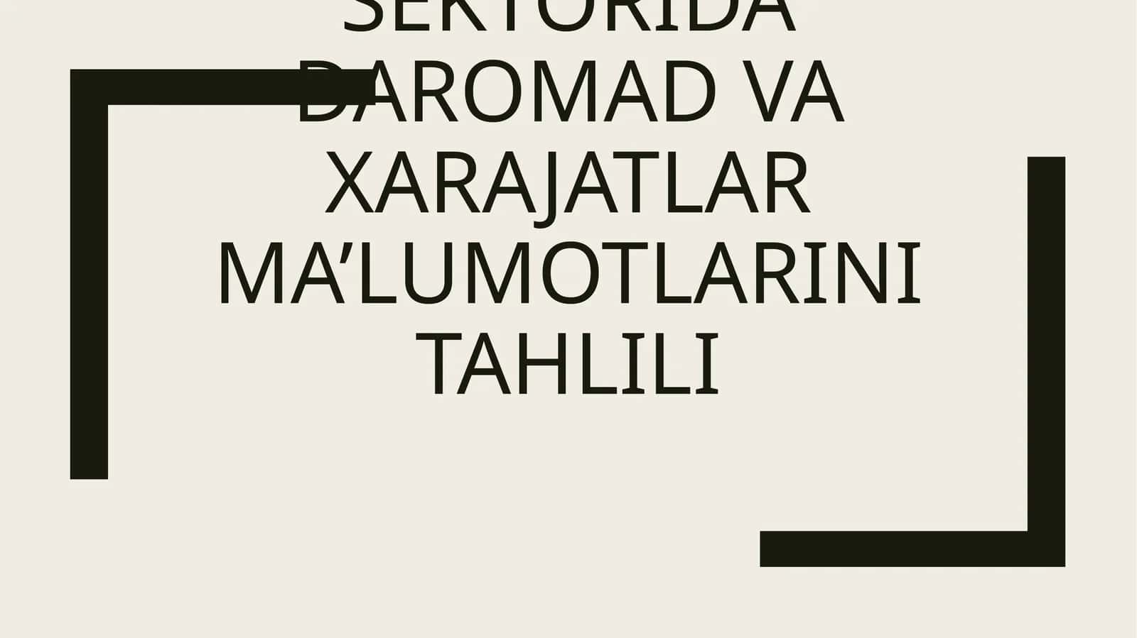 Bank sektorida daromad va xarajatlar ma’lumotlarini tahlili 1