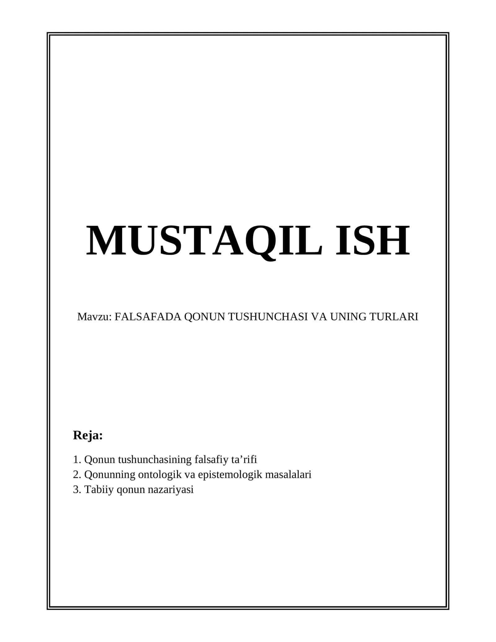 FALSAFADA QONUN TUSHUNCHASI VA UNING TURLARI 1