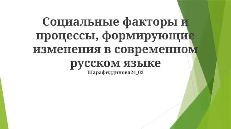 Социальные факторы и процессы, формирующие изменения в современном русском языке 1