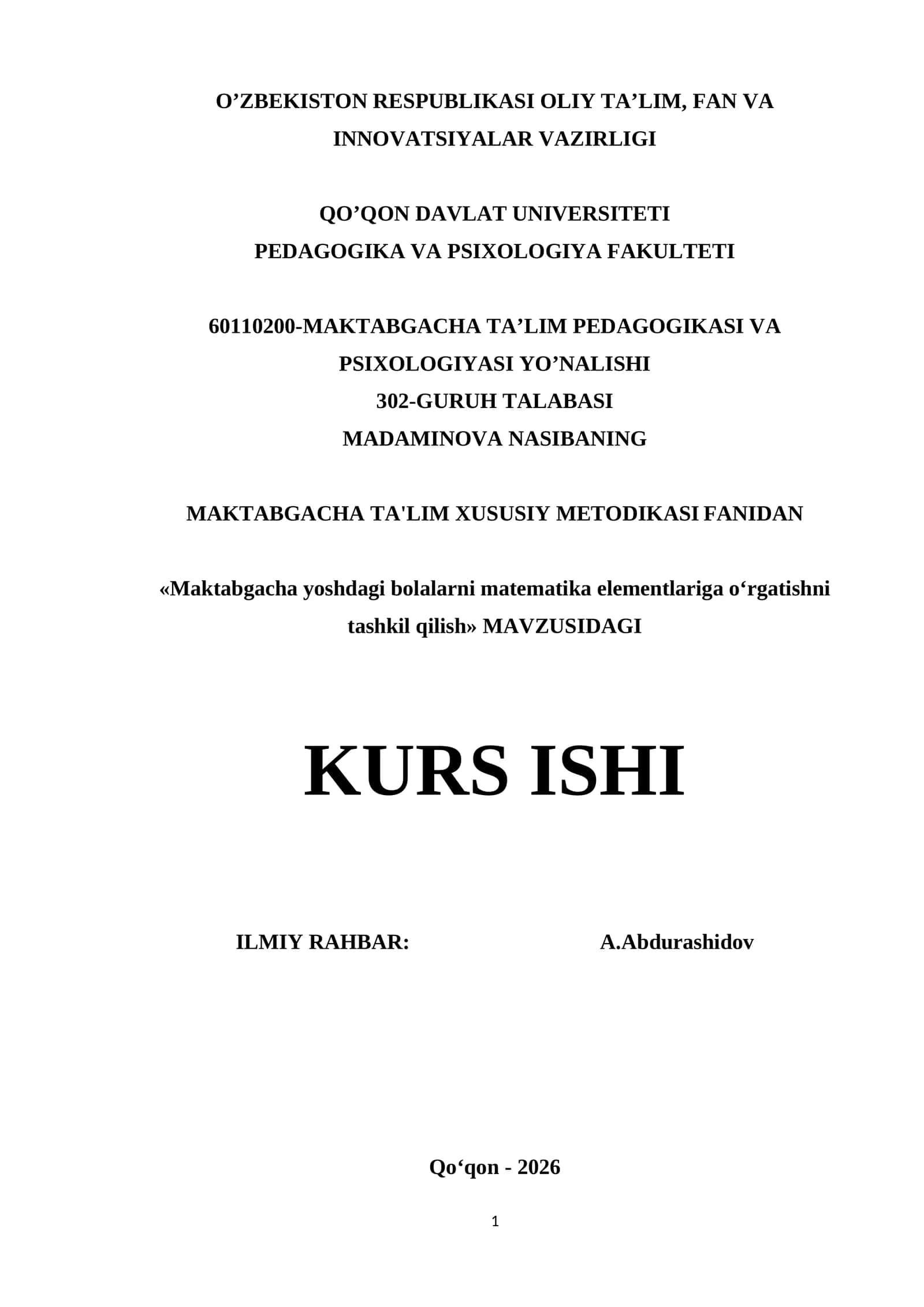 MAKTABGACHA TA'LIM XUSUSIY METODIKASI FANIDAN 1