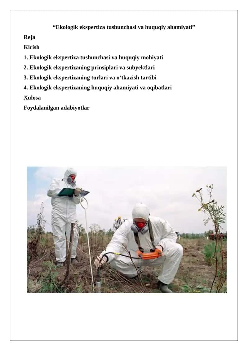 Ekologik ekspertiza tushunchasi va huquqiy ahamiyati 1