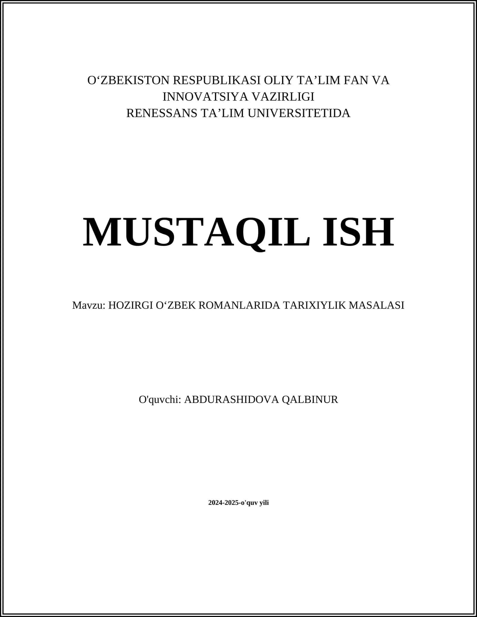 HOZIRGI OʻZBEK ROMANLARIDA TARIXIYLIK MASALASI 1