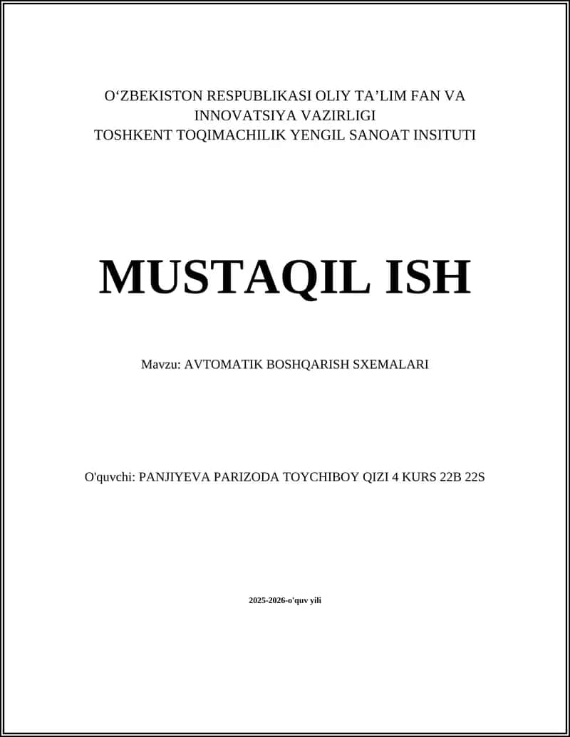 AVTOMATIK BOSHQARISH SXEMALARI 1