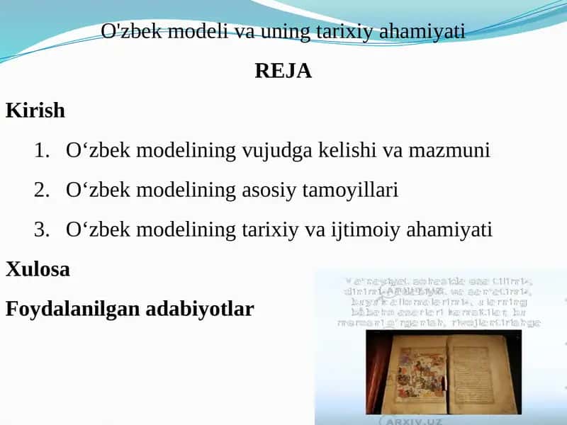 O'zbekmodelivauningtarixiyahamiyati 1