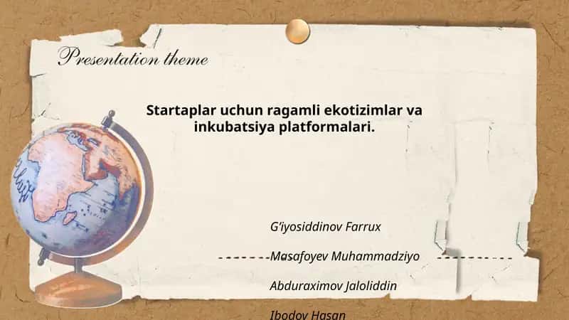 Startaplar uchun ragamli ekotizimlar va inkubatsiya platformalari 1