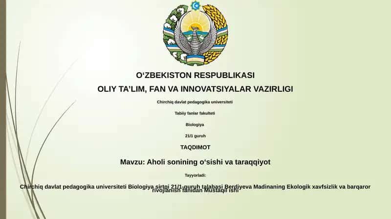 Aholi sonining oʻsishi va taraqqiyot 1