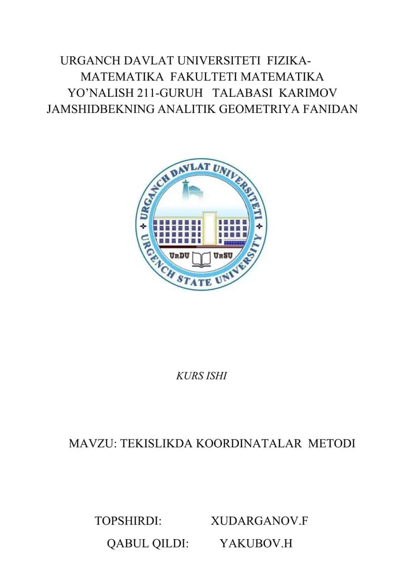 Tekislikda koordinatalar metodi 1