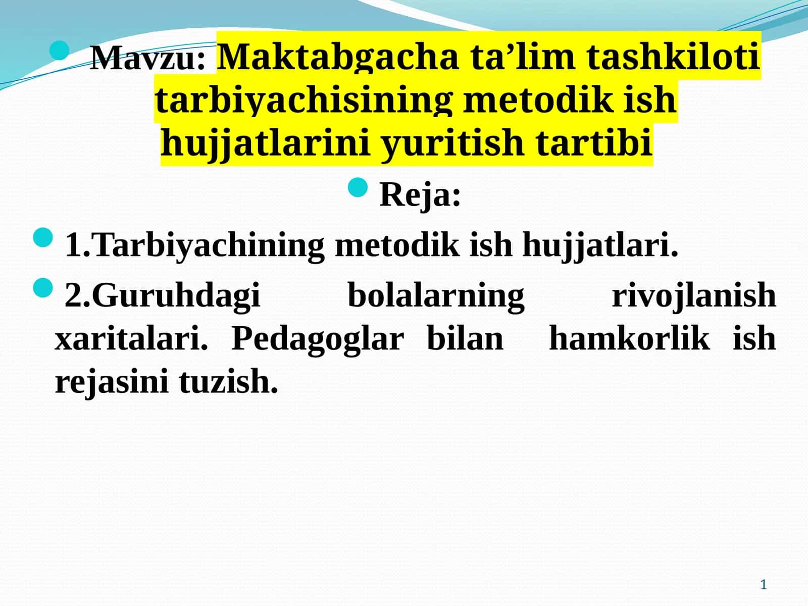 Maktabgacha  taʼlim  tashkiloti tarbiyachisining  metodikasi hujjatlarini yuritish  tartibi 1