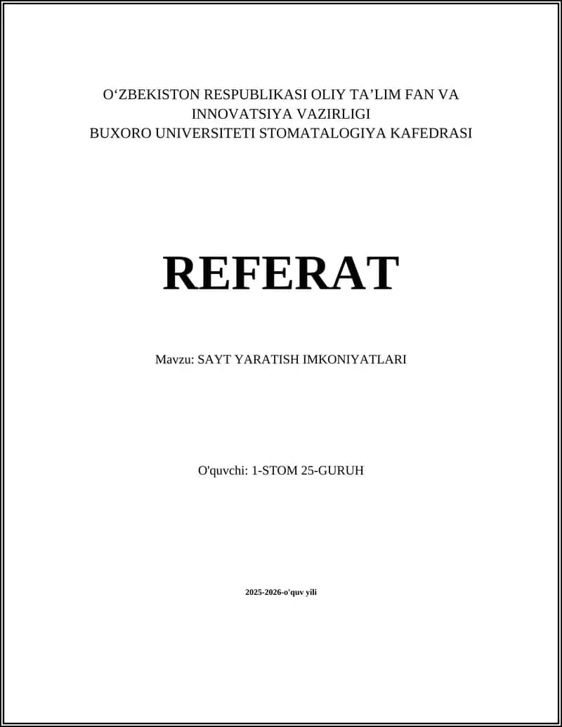 Veb-sayt yaratish imkoniyatlari 1