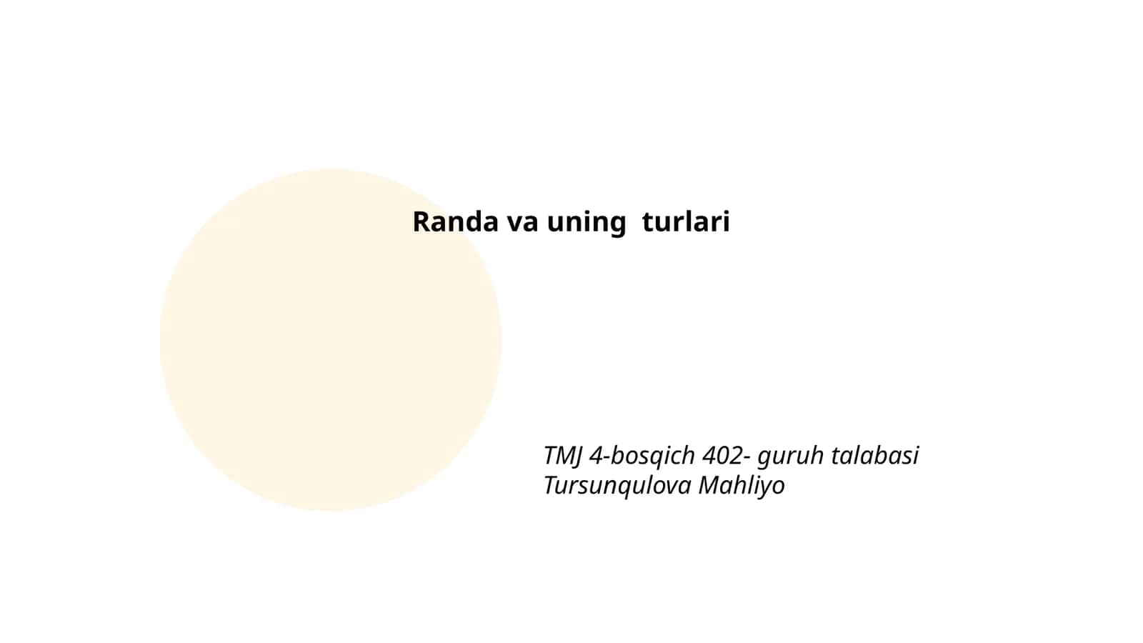 Randa va uning turlari 1