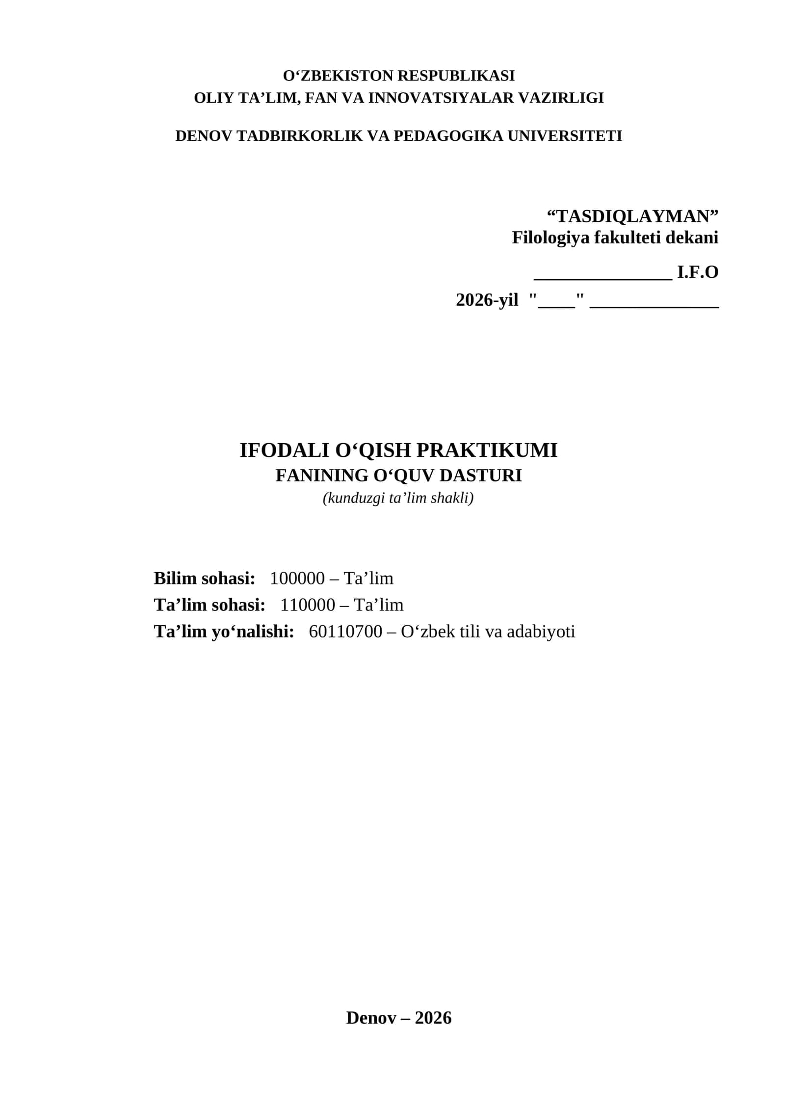 IFODALI O‘QISH PRAKTIKUMI 1