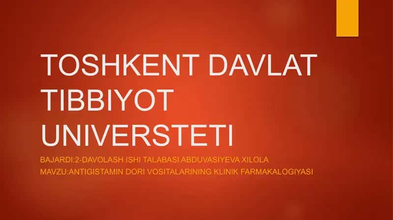 ANTIGISTAMIN DORI VOSITALARINING KLINIK FARMAKALOGIYASI 1
