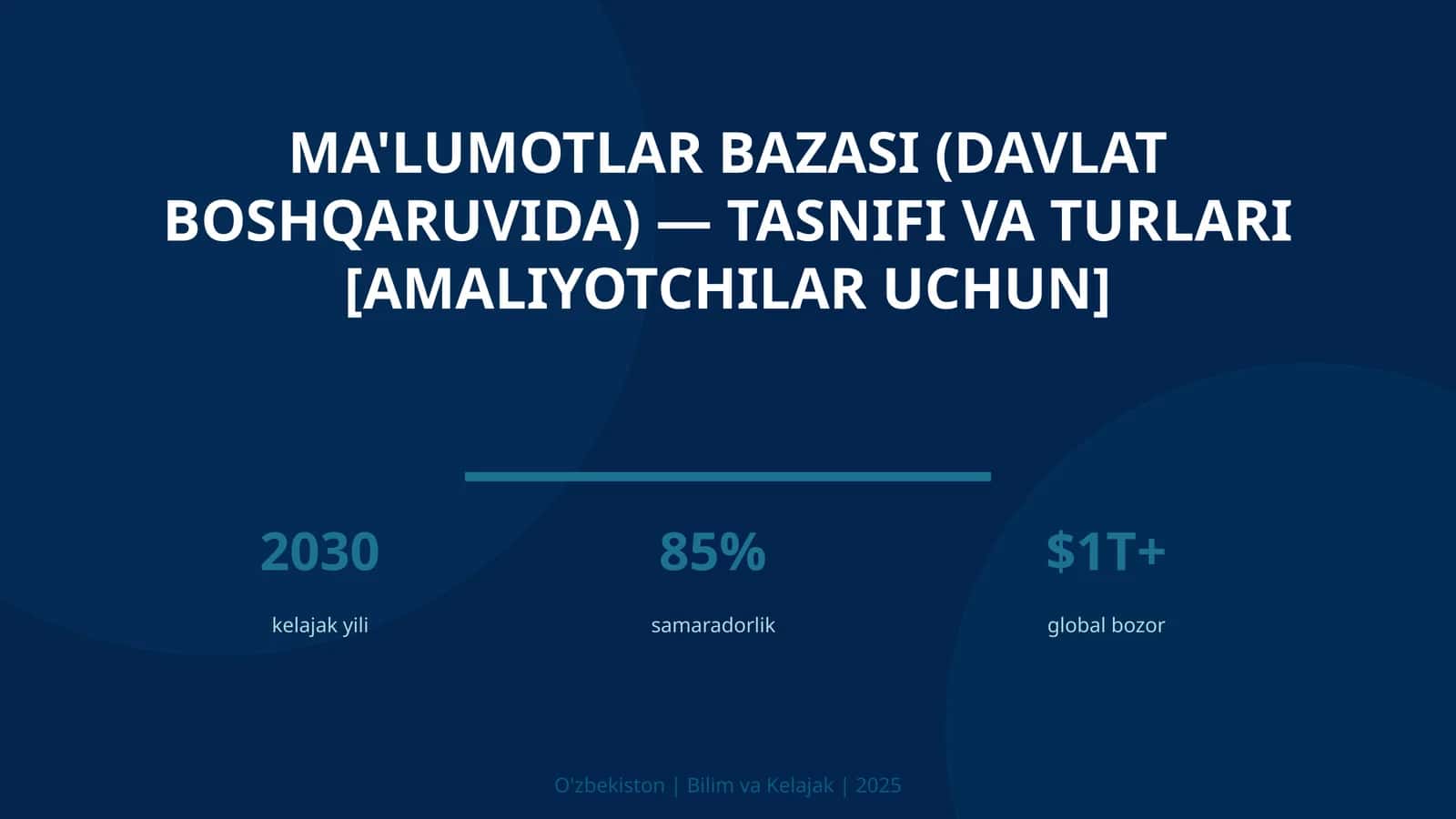 Ma'lumotlar bazasi (davlat boshqaruvida) — tasnifi va turlari [amaliyotchilar uchun] 1