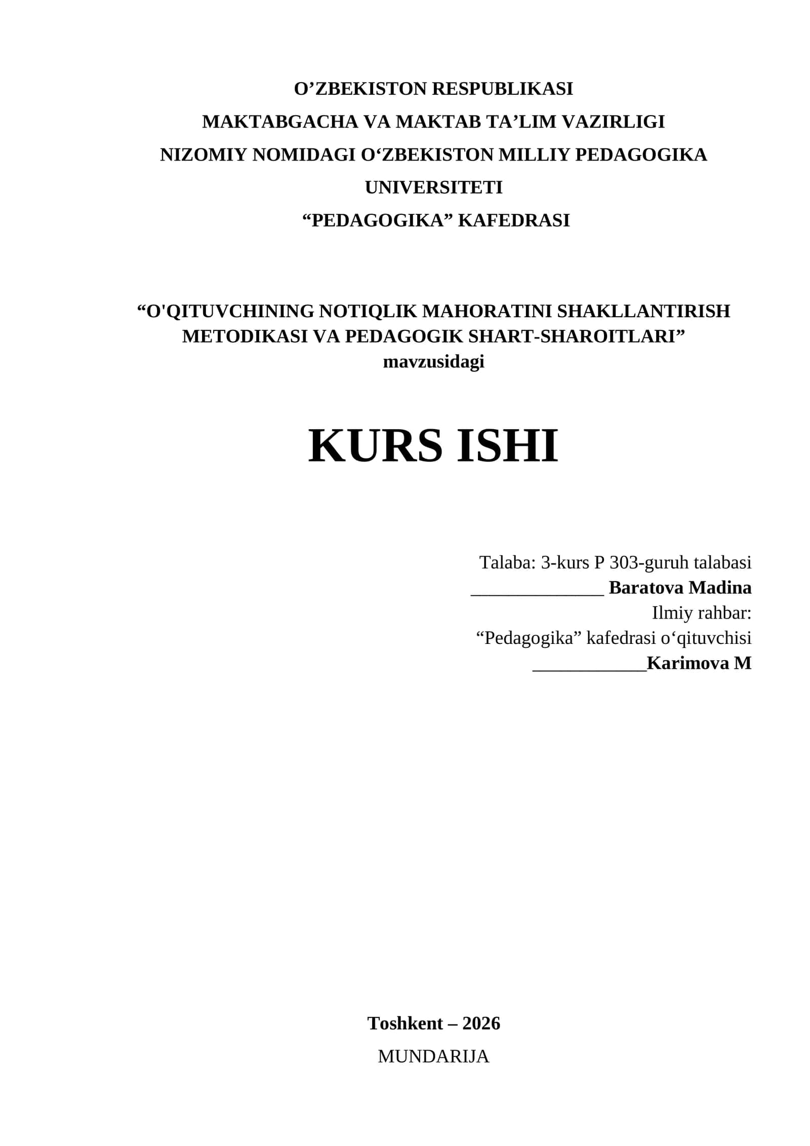 O'QITUVCHINING NOTIQLIK MAHORATINI SHAKLLANTIRISH METODIKASI VA PEDAGOGIK SHART-SHAROITLARI 1