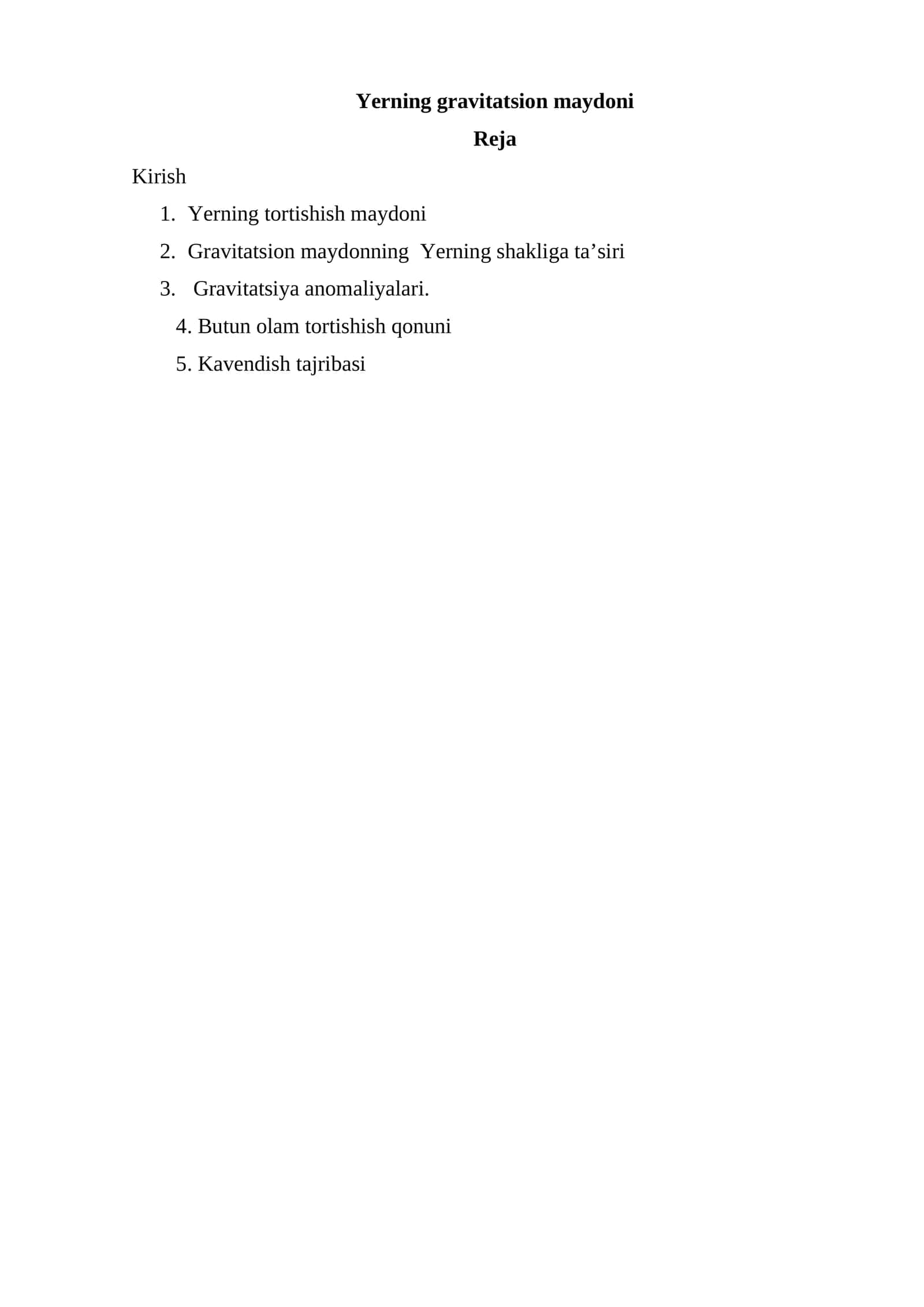 Yerning gravitatsion maydoni 1