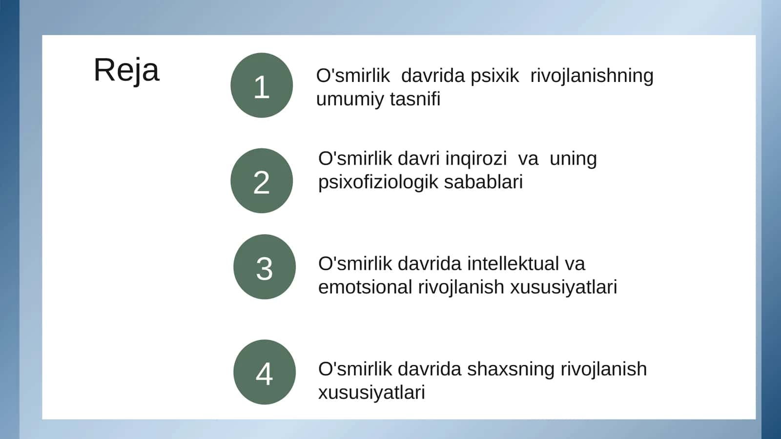 O'smirlik davrida psixik rivojlanishning umumiy tasnifi 1