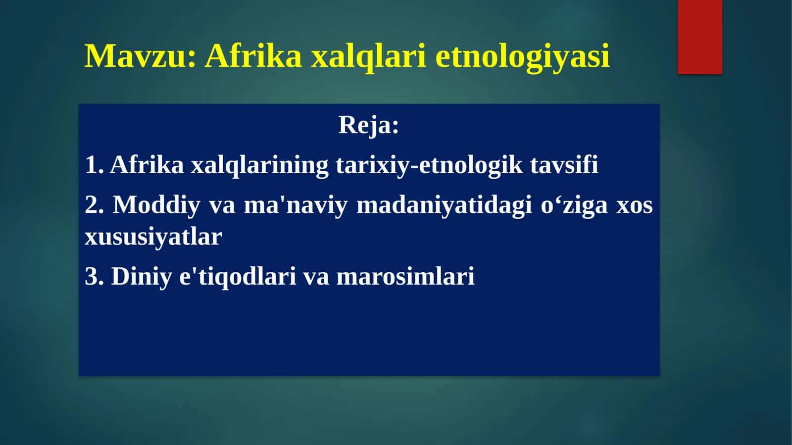 Afrika xalqlari etnologiyasi 1